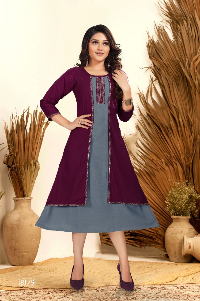 Golden Poonam 1 Regular Wear Rayon Kurti With Jacket Collection